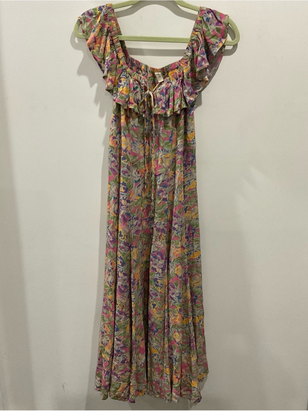 Spell & The Gypsey Collective Dolly Off Shoulder MulticolorRuffle Maxi Dress szS